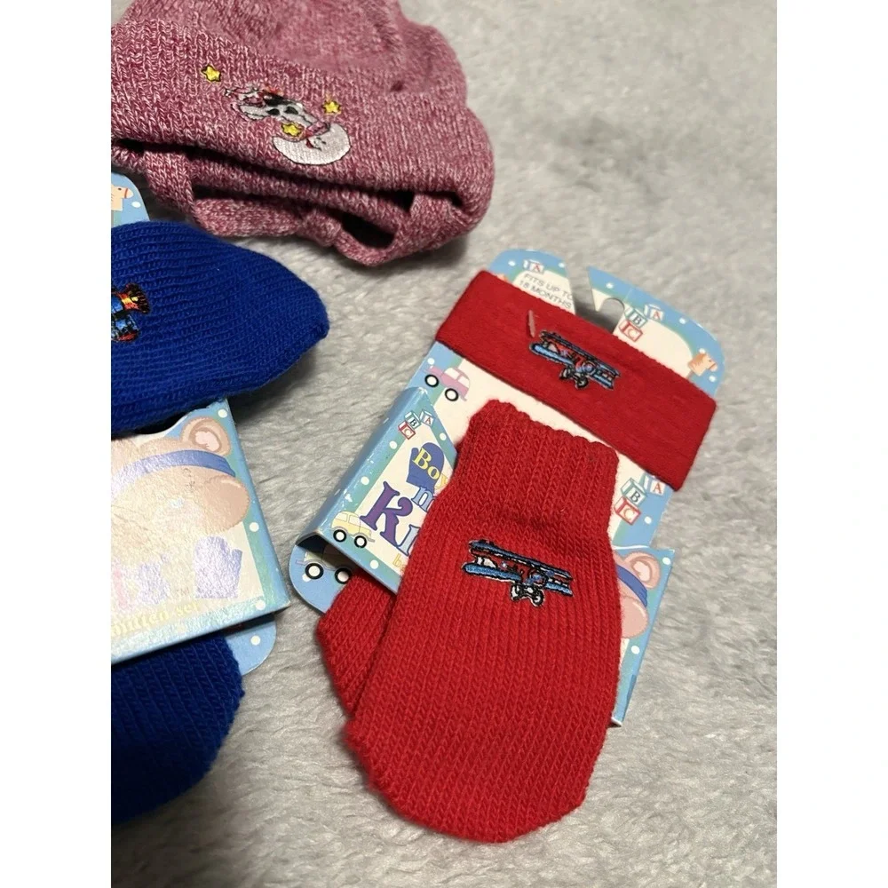 New Vintage Boys‎ Toddler Mini Knit Bits Ski Band Mittens Hat Bundle